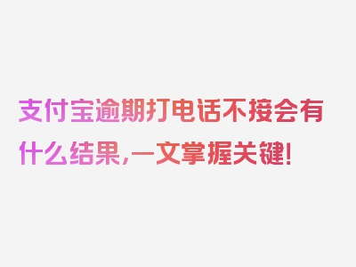 支付宝逾期打电话不接会有什么结果，一文掌握关键！