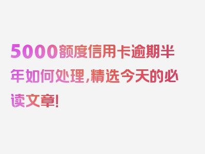 5000额度信用卡逾期半年如何处理，精选今天的必读文章！