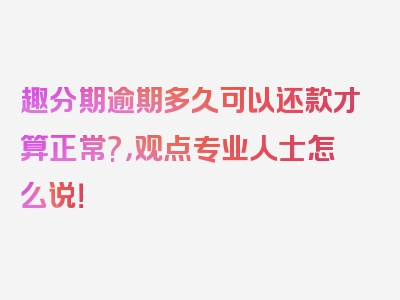 趣分期逾期多久可以还款才算正常?，观点专业人士怎么说！