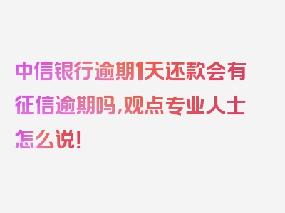 中信银行逾期1天还款会有征信逾期吗，观点专业人士怎么说！