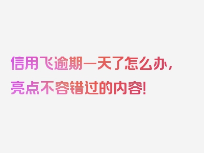 信用飞逾期一天了怎么办，亮点不容错过的内容！