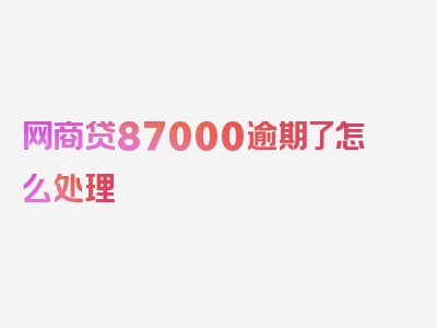 网商贷87000逾期了怎么处理