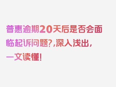 普惠逾期20天后是否会面临起诉问题?，深入浅出，一文读懂！