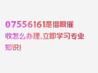 07556161是借呗催收怎么办理,立即学习专业知识！