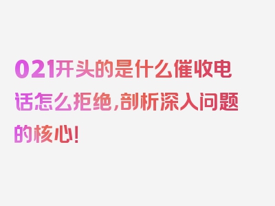 021开头的是什么催收电话怎么拒绝，剖析深入问题的核心！