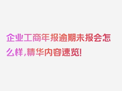 企业工商年报逾期未报会怎么样，精华内容速览！