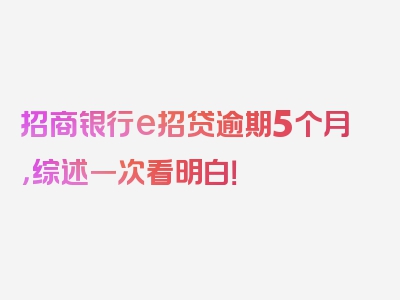 招商银行e招贷逾期5个月，综述一次看明白！