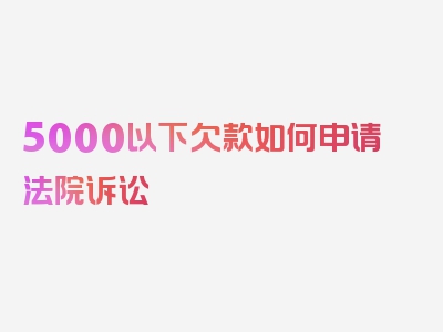 5000以下欠款如何申请法院诉讼