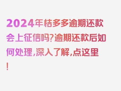 2024年桔多多逾期还款会上征信吗?逾期还款后如何处理，深入了解，点这里！