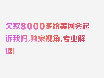 欠款8000多给美团会起诉我吗，独家视角，专业解读！