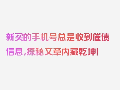 新买的手机号总是收到催债信息，探秘文章内藏乾坤！