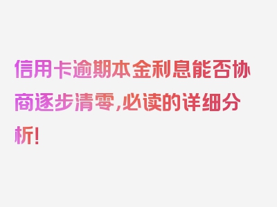 信用卡逾期本金利息能否协商逐步清零，必读的详细分析！