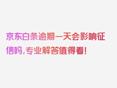 京东白条逾期一天会影响征信吗,专业解答值得看！