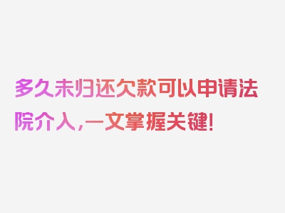 多久未归还欠款可以申请法院介入，一文掌握关键！