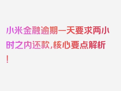 小米金融逾期一天要求两小时之内还款，核心要点解析！