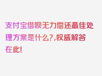 支付宝借呗无力偿还最佳处理方案是什么?，权威解答在此！