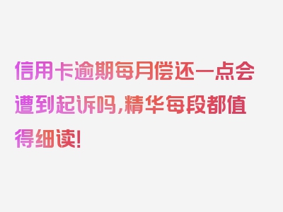 信用卡逾期每月偿还一点会遭到起诉吗，精华每段都值得细读！