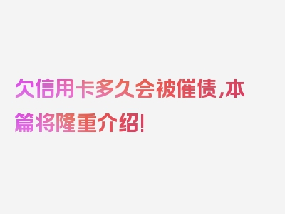 欠信用卡多久会被催债，本篇将隆重介绍!