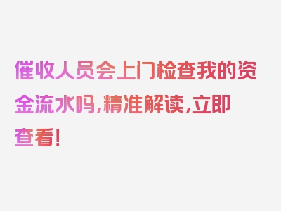 催收人员会上门检查我的资金流水吗，精准解读，立即查看！