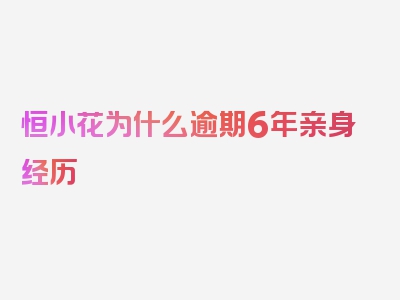 恒小花为什么逾期6年亲身经历