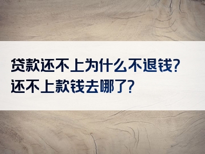 贷款还不上为什么不退钱？还不上款钱去哪了？