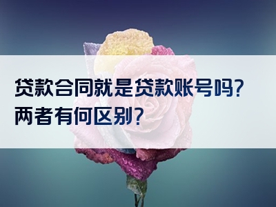 贷款合同就是贷款账号吗？两者有何区别？