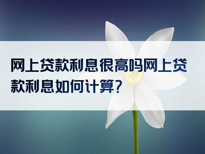 网上贷款利息很高吗网上贷款利息如何计算？