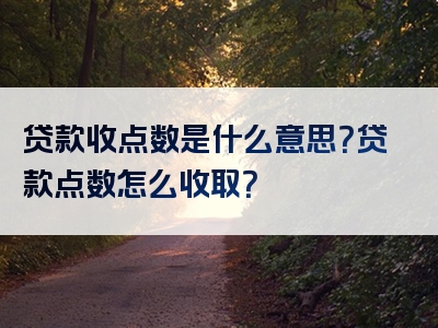 贷款收点数是什么意思？贷款点数怎么收取？