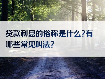 贷款利息的俗称是什么？有哪些常见叫法？