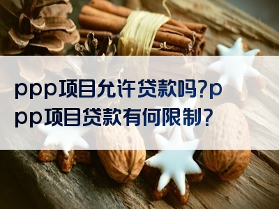 ppp项目允许贷款吗？ppp项目贷款有何限制？