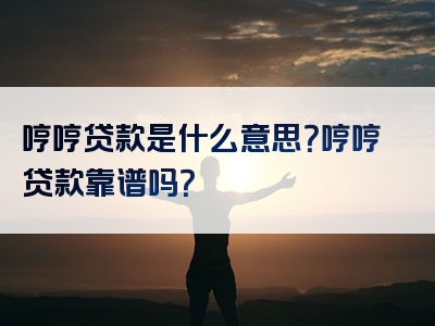 哼哼贷款是什么意思？哼哼贷款靠谱吗？