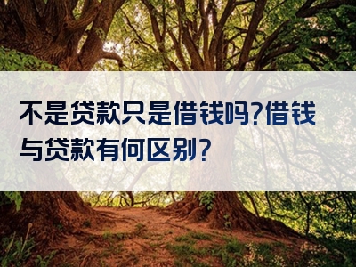 不是贷款只是借钱吗？借钱与贷款有何区别？