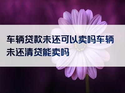 车辆贷款未还可以卖吗车辆未还清贷能卖吗