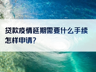 贷款疫情延期需要什么手续怎样申请？