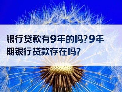 银行贷款有9年的吗？9年期银行贷款存在吗？