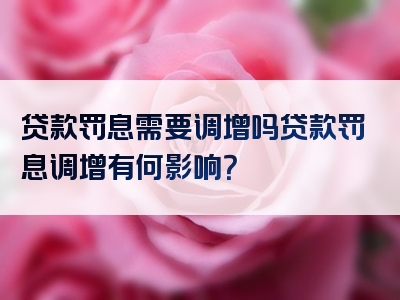 贷款罚息需要调增吗贷款罚息调增有何影响？