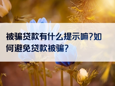 被骗贷款有什么提示嘛？如何避免贷款被骗？