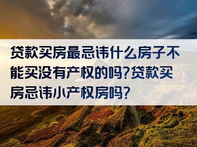 贷款买房最忌讳什么房子不能买没有产权的吗？贷款买房忌讳小产权房吗？