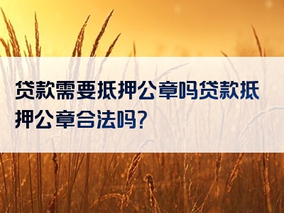 贷款需要抵押公章吗贷款抵押公章合法吗？