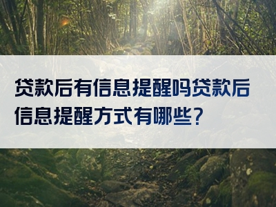 贷款后有信息提醒吗贷款后信息提醒方式有哪些？