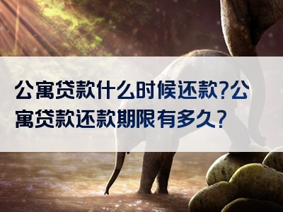 公寓贷款什么时候还款？公寓贷款还款期限有多久？