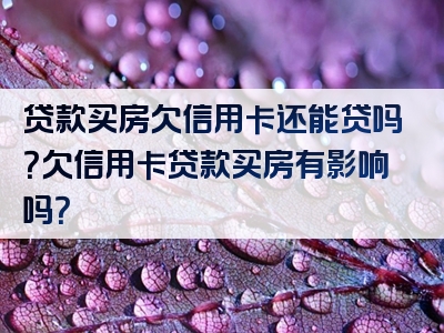 贷款买房欠信用卡还能贷吗？欠信用卡贷款买房有影响吗？