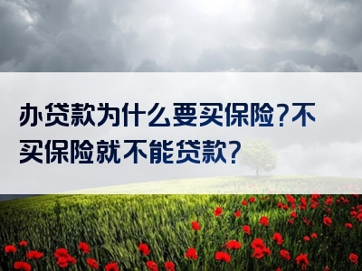 办贷款为什么要买保险？不买保险就不能贷款？