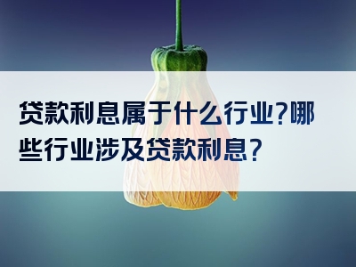 贷款利息属于什么行业？哪些行业涉及贷款利息？