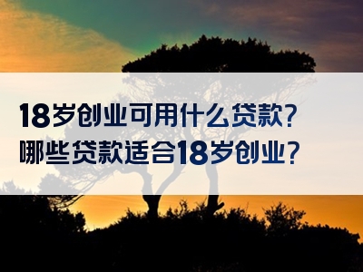 18岁创业可用什么贷款？哪些贷款适合18岁创业？