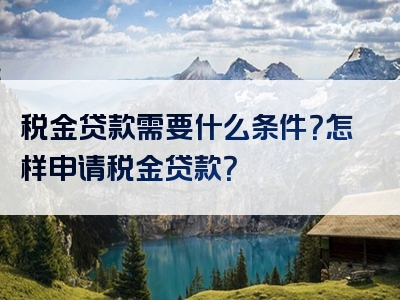 税金贷款需要什么条件？怎样申请税金贷款？