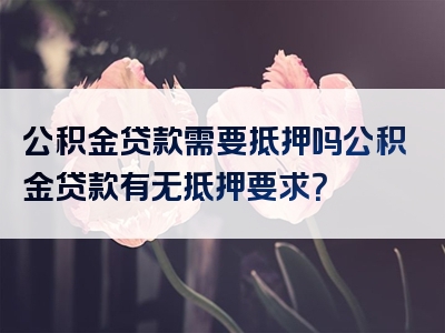 公积金贷款需要抵押吗公积金贷款有无抵押要求？