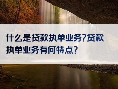 什么是贷款执单业务？贷款执单业务有何特点？