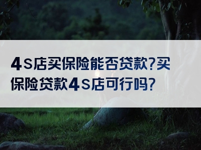 4s店买保险能否贷款？买保险贷款4s店可行吗？