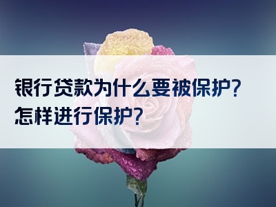 银行贷款为什么要被保护？怎样进行保护？